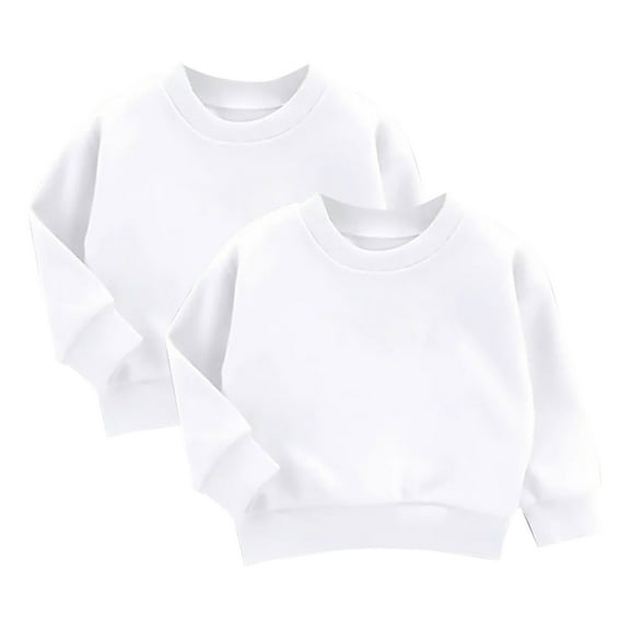 Cavosen 2PC Sweatshirts Trendy Girl Kid Boys Toddler Long Sleeve Round Neck Pullover Sweatshirts Solid Fashion Sweatshirts Tops Comfortable Warm Cute Soft Clothes White 5T