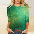 thumbnail image 1 of Cavosen 3/4 Sleeve Blouses for Women Gradient Sparkle Glitter Shiny Print Shirts Round Neck Casual T-Shirts Dressy Fashion Pullover Tops Flowy Athletic Tees Summer Vacation S, 1 of 5