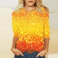 thumbnail image 1 of Cavosen 3/4 Sleeve Shirts for Women Crew Neck Gradient Sparkly Glitter Shiny Print T-Shirts Loose Tops Dressy Trendy Pullover Blouse Flowy Workout Tees Summer Vacation Clothes M, 1 of 5