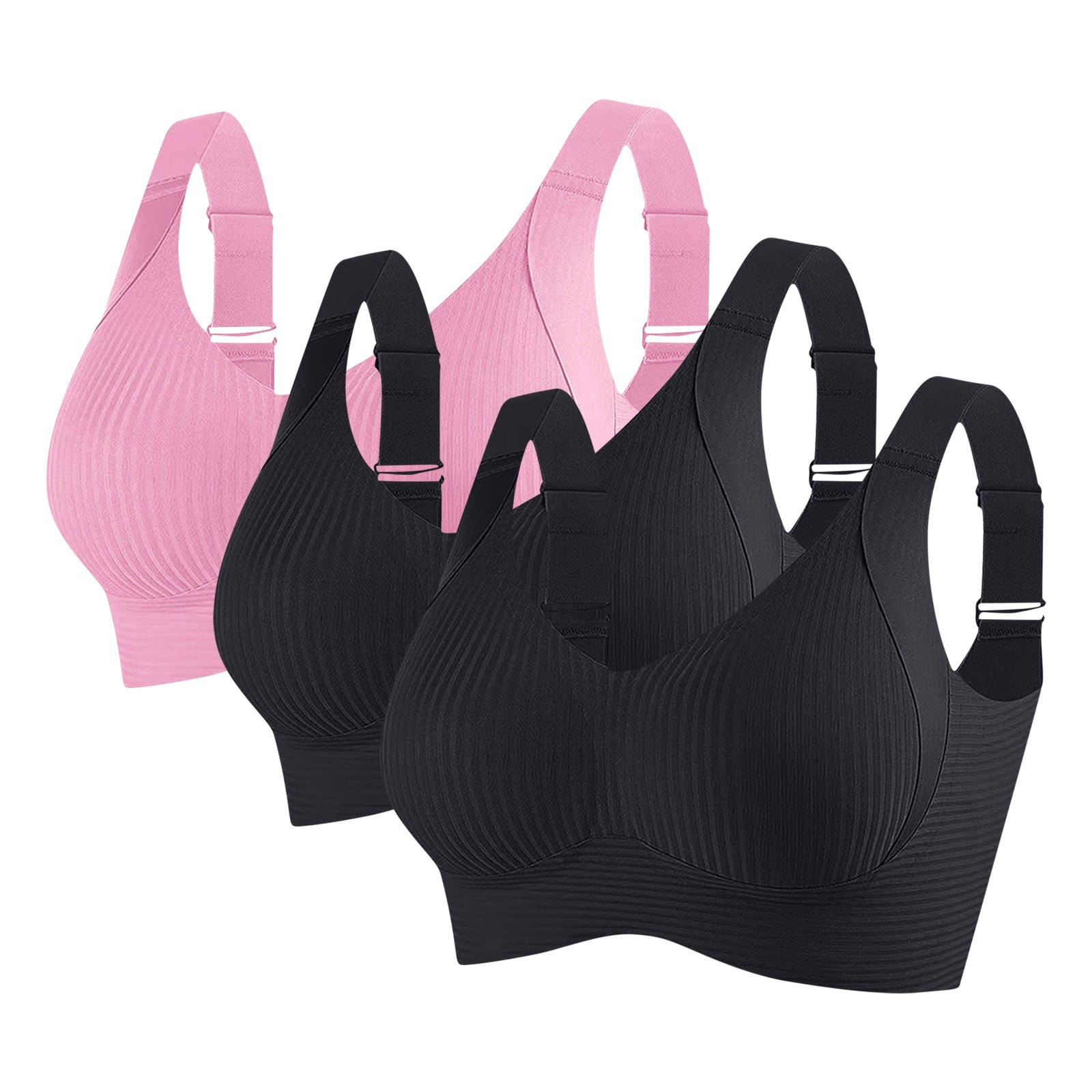 Cavosen 38ddd Bras for Women Plus Size Wireless Supportive Bras Push Up Solid Stretch Bralettes Wide Straps Breathable Comfortable Underwear