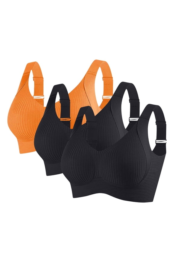 38ddd Bras for Women Plus Size Wireless Supportive Bras Push Up Solid Stretch Bralettes Wide Straps Breathable Comfortable Underwear