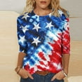 thumbnail image 1 of Cavosen 4th of July Clothes Women Petite 4th of July 3/4 Sleeve Crewneck Tops American Flag Print T Shirts Lady XL Red White and Blue Casual Tops Funny Patriotic Tunic Tees 2025 Patriotic Clothes, 1 of 5