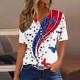 thumbnail image 1 of Cavosen 4th of July Clothes Women Independence Day Short Sleeve V Neck T Shirts USA Star Striped Graphic Tops Lady XL 4th of July Casual T Shirts Red White and Blue Tunic Tees, 1 of 5