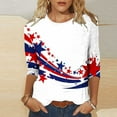 thumbnail image 1 of Cavosen 4th of July Clothes Women Patriotic 3/4 Sleeve Round Neck Shirts USA Star Striped Print Shirts Lady XL Independence Day Casual Tops Funny 4th of July Tunic Tees 2025 Patriotic Blouses, 1 of 5