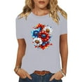 thumbnail image 1 of Cavosen 4th of July Clothes Women Petite Patriotic Short Sleeve Crew Neck Tops American Flag Print T Shirts Lady XL Independence Day Casual Tops Funny 4th of July Tunic Tees 2025 Patriotic Clothes, 1 of 8