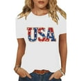 thumbnail image 1 of Cavosen 4th of July Shirts for Women Petite Independence Day Short Sleeve Crewneck Shirts USA Star Striped Graphic Tops Lady S 4th of July Casual T Shirts Red White and Blue Tunic Tees, 1 of 8