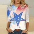thumbnail image 1 of Cavosen 4th of July T Shirts Women Patriotic 3/4 Sleeve Round Neck Tops American Flag Print T Shirts Lady XL Independence Day Casual Tops Funny 4th of July Tunic Tees 2025 Patriotic Clothes, 1 of 5