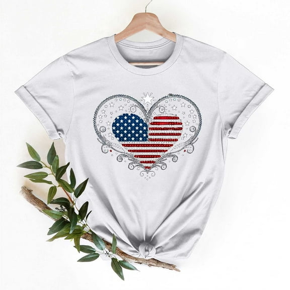 Cavosen 4th of July T Shirts Women Plus Size 4th of July Short Sleeve Crew Neck Shirts American Flag Print Shirts Lady 2X Red White and Blue Casual Tops Patriotic Tunic Tees 2025 Patriotic Blouses