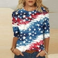 thumbnail image 1 of Cavosen 4th of July Tops for Women Petite Patriotic 3/4 Sleeve Round Neck Shirts American Flag Print Shirts Lady XL Independence Day Casual Tops Funny 4th of July Tunic Tees 2025 Patriotic Blouses, 1 of 5