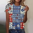 thumbnail image 1 of Cavosen 4th of July Tops for Women Petite Patriotic Short Sleeve Round Neck Tops American Flag Print T Shirts Lady XL Independence Day Casual Tops Funny 4th of July Tunic Tees 2025 Patriotic Clothes, 1 of 5