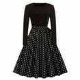 thumbnail image 1 of Cavosen 50s Dresses for Women Vintage Cocktail Dresses Long Sleeve Retro Polka Dots Midi Tea Dress Knee Length Party Dress Crewneck A Line Dress Bowknot Belt Princess Evening Prom Gown, 1 of 5