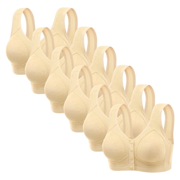 Cavosen 6 Pack Front Closure Bras for Women Full Coverage Wide Straps Padded Breathable Soft Plus Size Wirefree Everyday Bras