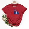 thumbnail image 1 of Cavosen American Flag T Shirts Women Plus Size 4th of July Short Sleeve Crew Neck Shirts USA Star Striped Print Shirts Lady 2X Red White and Blue Casual Tops Patriotic Tunic Tees Patriotic Blouses, 1 of 7