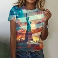 thumbnail image 1 of Cavosen American Flag Tops for Women Petite Independence Day Short Sleeve Round Neck T Shirts USA Star Striped Graphic Tops Lady XL 4th of July Casual T Shirts Red White and Blue Tunic Tees, 1 of 5