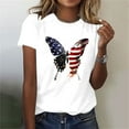thumbnail image 1 of Cavosen American Flag Tops for Women Petite Red White and Blue Short Sleeve Round Neck T Shirts American Flag Graphic Tops Lady XL Patriotic Casual T Shirts Independence Day Tunic Tees, 1 of 4