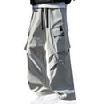 thumbnail image 1 of Cavosen Baggy Cargo Pants Man Low waist Trousers Solid Regular Elastic Waist Bottoms Straight Leg Casual Clothes, 1 of 4