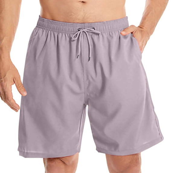 Cavosen Basketball Shorts Men Active Shorts with Pocket Solid Breathable Lightweight Shorts Summer Versatile Shorts Gray L