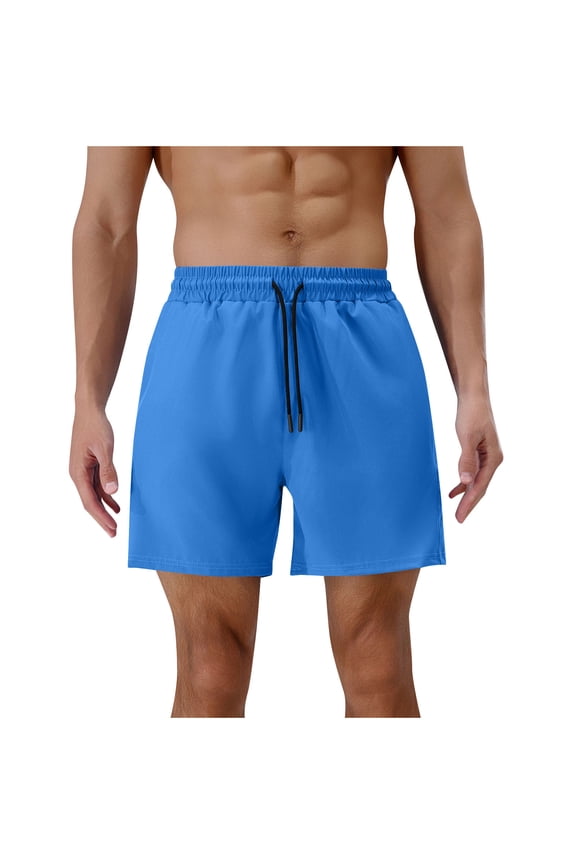 Basketball Shorts Mens Casual Drawstring Elastic Waistband Shorts with Pocket Solid Breathable Lightweight Shorts Summer Versatile Shorts Sky Blue L
