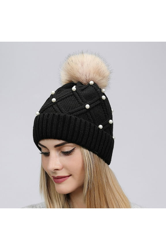 Beanies for Women Winter Outdoor Beanies Skullies Warm Knit Classic Cuffed Caps with Pom Pom for Cold Weather Solid Vacation Caps Wool Hats Soft Breathable Workout Headwear Bonnet
