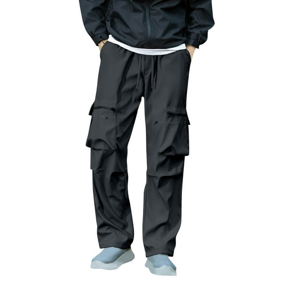 Cavosen Big and Tall Cargo Pants Low waist Trousers with Pockets Solid Elastic Waist Bottoms Drawstring Water Proof Outdoor Clothes