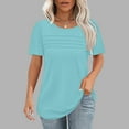 thumbnail image 1 of Cavosen Blouses for Women Short Sleeve Shirts Casual Pullover Blouse Tunic Crewneck Solid Curved Hem Pleated Front Flowy T-Shirts Holiday Shirts Novelty Loose Tops Workout Tees Blue L, 1 of 6