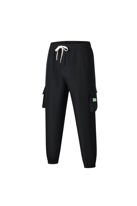 Boys Cargo Pants Low waist Trousers with Pockets Solid Elastic Waist Bottoms Windbreaker Outdoor Clothes