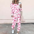 thumbnail image 1 of Cavosen Breast Cancer Two Piece Outfits for Women Pink Long Pants Lounge Sets Long Sleeve Crew Neck Ribbon Shirts Jogger Sets Awareness Loungewear with Pocket Drawstring Holiday, 1 of 5