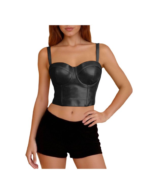 Camisoles for Women for Under Clothes Leather Dressy Cami Stretch Sleeveless Spaghetti Strap Slim Tank Tops Undershirt Going Out Top