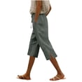 thumbnail image 1 of Cavosen Capris for Women Elastic Waist Plus Size Capris Wide Leg Pants Solid Lightweight Breathable Pants, 1 of 5