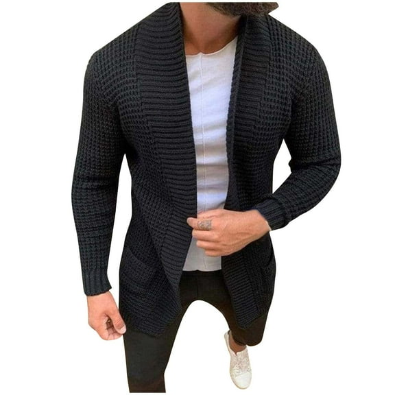 Cavosen Cardigan Sweater for Men Lightweight Button Down Coat with Pockets Solid Color Casual Trendy Cozy Clothes