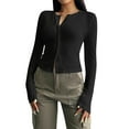 thumbnail image 1 of Cavosen Cardigan for Women Button Down V Neck Cropped Outfits Knit Long Sleeve Stretch Comfortable Clothes, 1 of 9