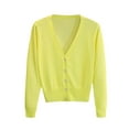 thumbnail image 1 of Cavosen Cardigan for Women Button Down V Neck Cropped Outfits Long Sleeve Knit Stretch Comfortable Clothes, 1 of 5