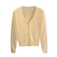 thumbnail image 1 of Cavosen Cardigan for Women Button Down V Neck Cropped Outfits Long Sleeve Knit Stretch Comfortable Clothes, 1 of 5