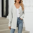 thumbnail image 1 of Cavosen Cardigans for Women Trendy Cable Knit Lightweight Plain Long Cardigan Long Sleeve Open Front Kimonos Sweaters Button down Soft Outwear Casual Duster Fall Winter Clothes Gray XXL, 1 of 8