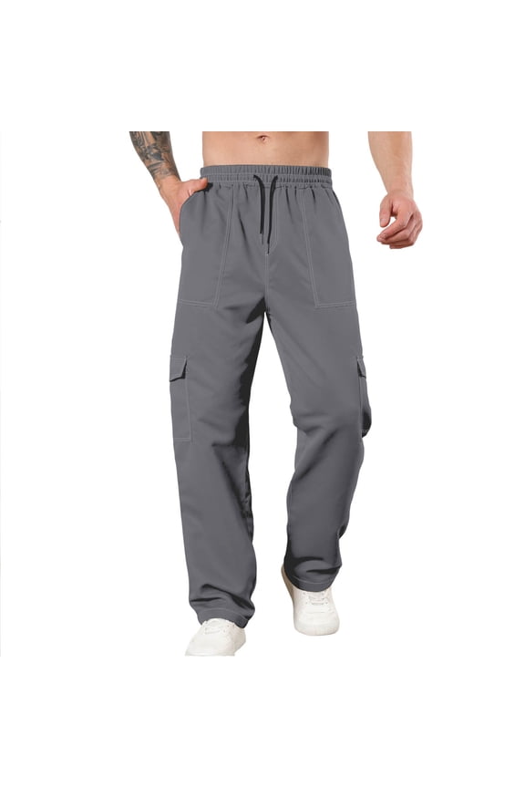 Cargo Pants Low waist Trousers with Multiple Pockets Solid Elastic Waist Bottoms Windbreaker Casual Clothes