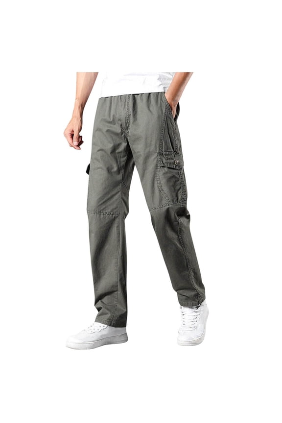Cargo Pants for Man Low waist Trousers with Pockets Solid Elastic Waist Bottoms Windbreaker Trendy Clothes