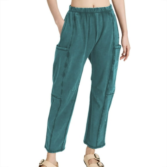 Cavosen Cargo Pants for Women Baggy Low Waist Trousers with Pockets Palazzo Bottoms Zipper Windbreaker Clothes