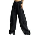 thumbnail image 1 of Cavosen Cargo Pants for Women Low Waist Trousers with Pockets Solid Streetwear Bottoms Windbreaker Vintage Clothes, 1 of 6