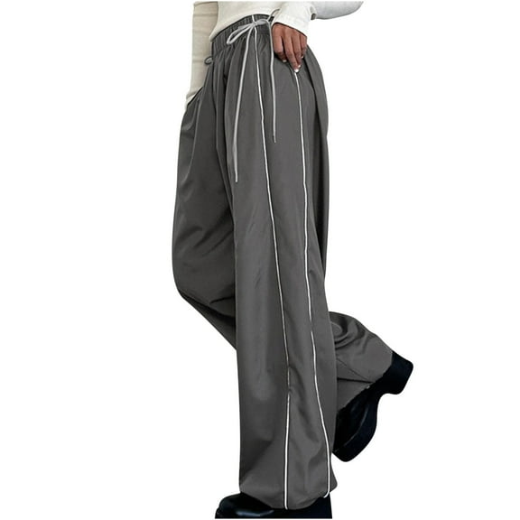 Cavosen Cargo Pants for Women Slim Low Waist Trousers with Pockets Regular Bottoms Straight Leg Windbreaker Clothes