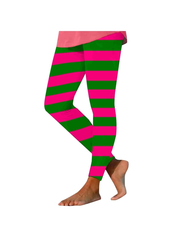 Carnival Stripe Leggings Stretch Yoga Leggings Stripe Elastic Waist Sweatpants Workout Pants