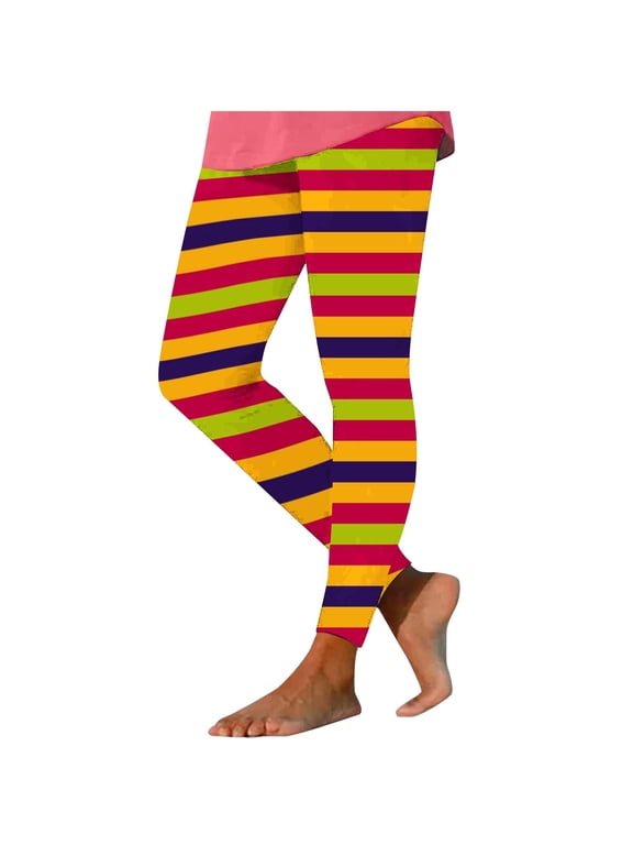 Carnival Sweatpants for Women Stretch Yoga Leggings Stripe Elastic Waist Sweatpants Casual Pants