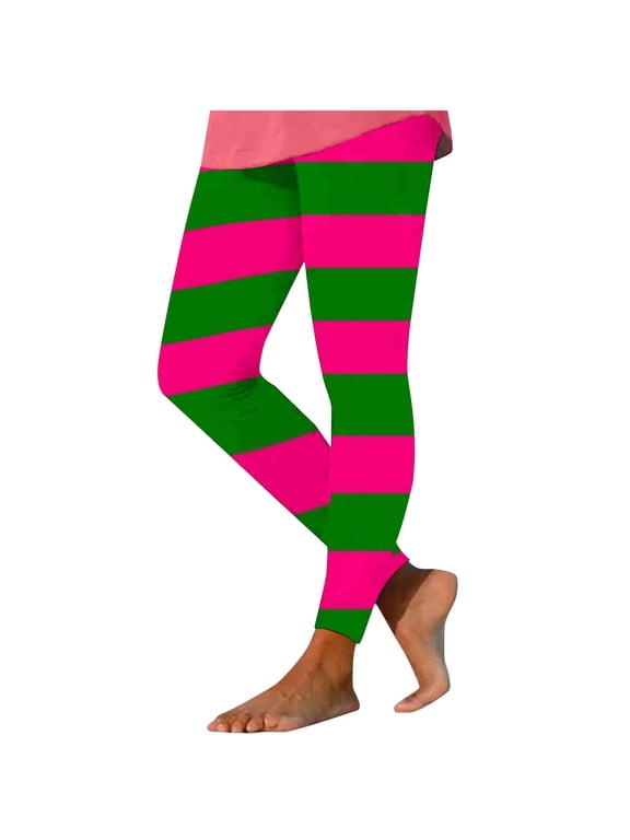 Carnival Women's Leggings Stretch Yoga Leggings Stripe Elastic Waist Sweatpants Casual Pants