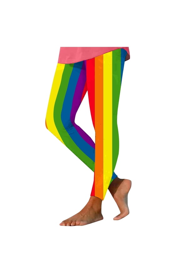 Carnival Yoga Work Pants for Women Stretch Leggings Stripe Elastic Waist Sweatpants Trendy Pants