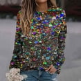 thumbnail image 1 of Cavosen Casual Blouses for Women Long Sleeve Glitter Sparkly Print Pullover Sweatshirts Shirts Round Neck Shiny Blouse Solid Color Party Tees Trendy Elegant Evening T-Shirts 4XL, 1 of 5