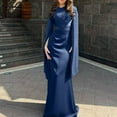 thumbnail image 1 of Cavosen Casual Wedding Guest Dresses for Women Blue Elegant Long Sleeve Long Dress Round Neck Split Floor Length Maxi Dress Flowy Homecoming Bodycon Wrap Party Dress Evening Prom, 1 of 7