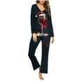 thumbnail image 1 of Cavosen Christmas 2 Piece Button down Pajamas Women and Elastic Waist Pants Breathable Sleepwear Red Wine Glass Printed Warm Soft, 1 of 4