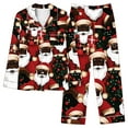 thumbnail image 1 of Cavosen Christmas 2 Piece Pajamas for Women and Elastic Waist Pants Breathable Sleepwear Santa Printed Warm Pockets Soft, 1 of 5
