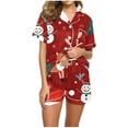 thumbnail image 1 of Cavosen Christmas 2 Piece Plus Size Pajamas for Women Set Lapel and Elastic Waist Pants Breathable Sleepwear Snowman Printed Warm Cute, 1 of 5