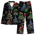 thumbnail image 1 of Cavosen Christmas 2 Piece Silk Pajamas for Women Set and Elastic Waist Pants Breathable Sleepwear Christmas Tree Printed Warm Pockets Comfortable, 1 of 5