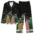 thumbnail image 1 of Cavosen Christmas 2 Piece Womens Cotton Pajamas and Elastic Waist Pants Breathable Sleepwear Christmas Tree Printed Warm Pockets Cute, 1 of 5
